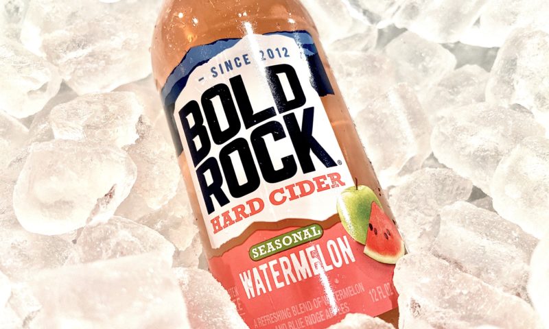 Bottle of Bold Rock Hard Cider seasonal watermelon on ice