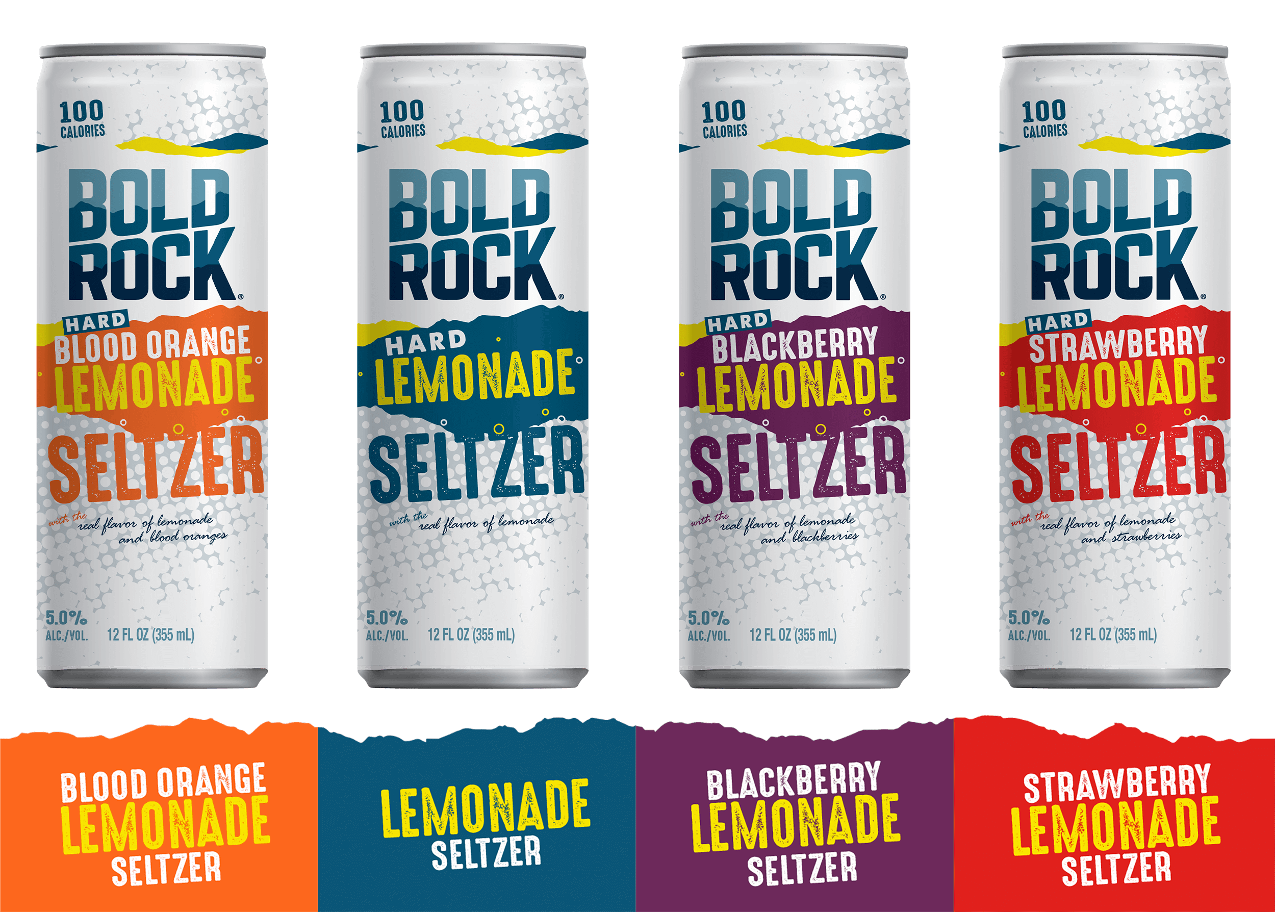Bold Rock  Hard Lemonade Seltzer Line-up: Blood Orange, Lemonade, Blackberry, Strawberry